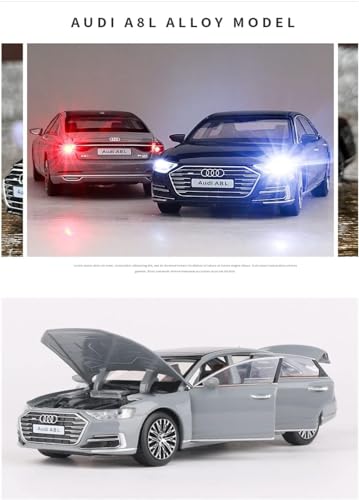 Image of 1:24 Scale Big Audi A8 Toy Car | Metal Pullback Diecast Car for Kids with Openable Doors, Sound, Light Effects Toy for Car Enthusiasts (Color As Per Available),white