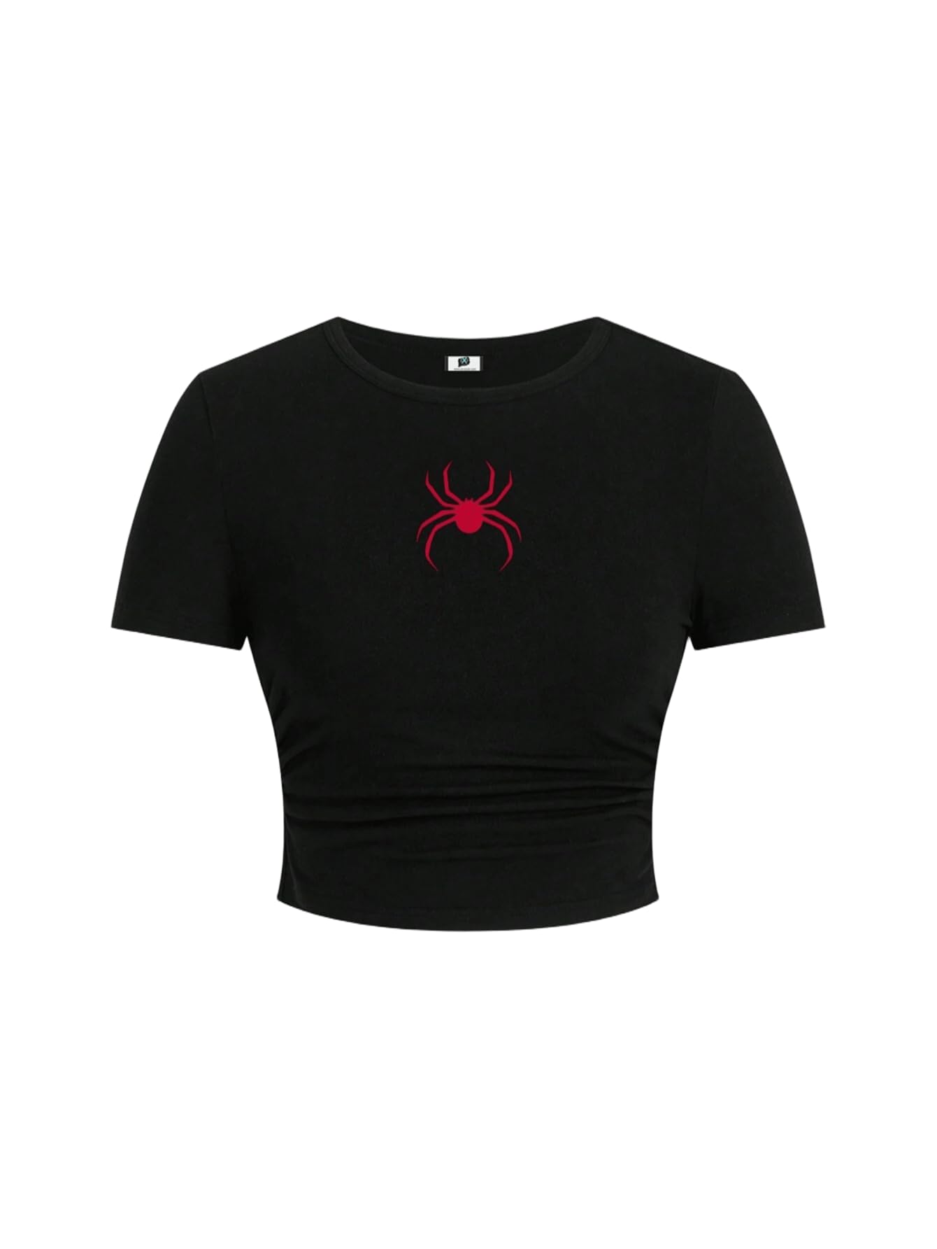 sxv style Red Spider Print Casual Simple Design Crew Neck Short Sleeve Fitted Women T-Shirts-picture-17