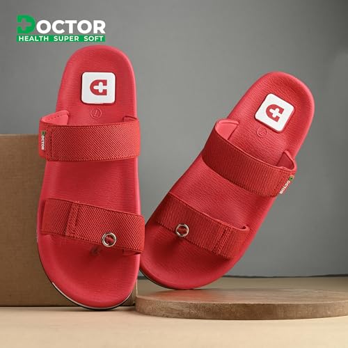 Image of DOCTOR HEALTH SUPER SOFT Men's Casual Slippers with Soft Cushioned Sole, Double Strap with Toe Loop Design, Lightweight Anti-Slip Everyday Wear Slippers for Home and Outdoor Use