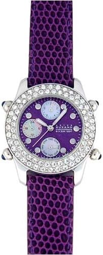 Women's Purple Chronograph Watch with Crystal Embossed Bezel. Model: AR2047W