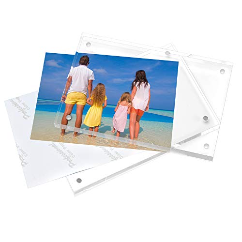 Meetu Acrylic Picture Frame 4X6,Clear Freestanding Double Sided 20Mm Thickness Frameless Magnetic Photo Frames Desktop Display With Gift Box Package(5 Pack) #TOP1