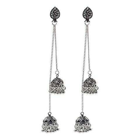 Indian Vintage Bollywood Gypsy Oxidized Silver Traditional Jhumka Jhumki Earring Cover