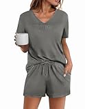 Avidlove Women's Shorts Pajama Set Short Sleeve Sleepwear Nightwear Pjs S-XXL Grey