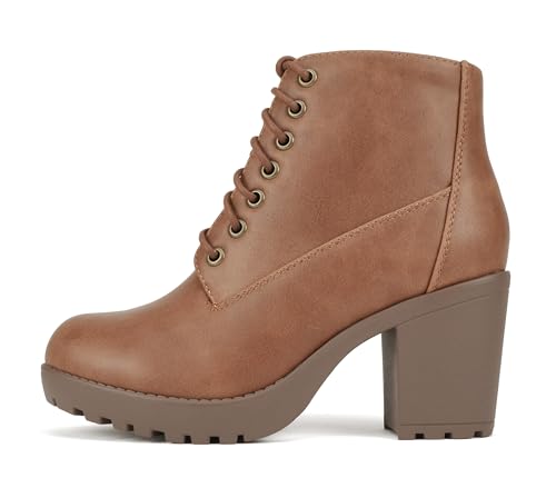 Image of Soda Second Lug Sole Chunky Heel Combat Ankle Bootie Lace up w /Side Zipper