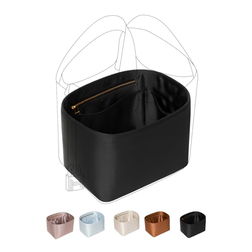 ZTUJO Picotin 18 Bag Insert Hermes, Luxury Silky Picotin Bag Organizer Insert Fits Hermes Picotin 18/22 (Black, P18)