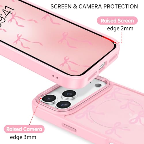 Coque iPhone 17 Pro Max rose MagSafe BENTOBEN motif nœud - 6