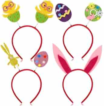 WILLBOND 3-delige set met paashaasoren, konijnenoren, hoofdband, pluche konijnenoren, hoofdband, konijnenstaart, konijnenstaart, konijnenstropdas voor kinderen, volwassenen, Pasen, feest, gunst of