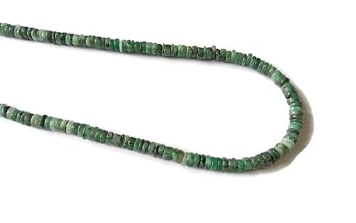 Natural Emerald Necklace 18 Inch With Sterling Silver Clasp, 90 Cts Heishi Tyre Beads, Emerald Necklace, Silver Jewelry, May Birthstone, Green, Graduated #TOP1