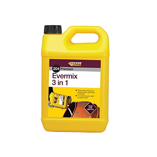 Everbuild 204 Premium Evermix 3 in 1 Triple Action Mortar Admixture – Waterproofs – Plasticises and Retards to Assist Workability – 5 Litre