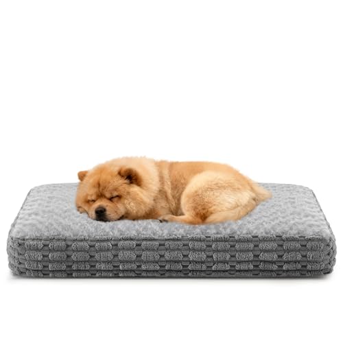 Heymamba Hundebett Mittelgroße Hunde- Mit Orthopädischer Funktion, Hundekissen Waschbar Abnehmbar, Hundekorb Flauschig Atmungsaktiv rutschfest, Hundematte für Mittelgroße Hunde, Grau, 75x50x12cm