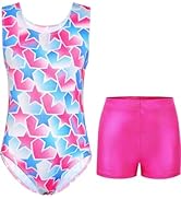 Kirinkylin Girls Gymnastics Leotards Size 4-12 Years Old Sleeveless Dancewear Little Kids Bodysui...