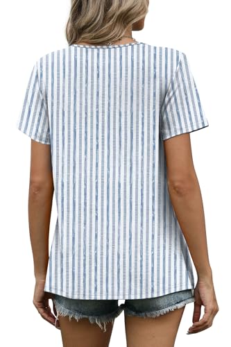 Image of WIHOLL Women T Shirts Pleated Short Sleeve Tops Business Casual Dressy Blouses