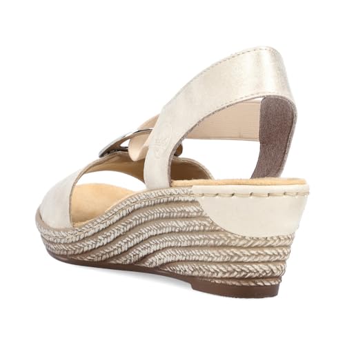 Image of Rieker 624H6 Fanni Women's Wedge Sandals - Lightweight, Comfortable and Supportive - Slip On Sandals with Cushioned Insole and High Wedge for Everyday Stylish Wear