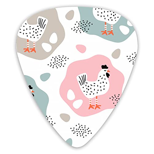 12 Packs Guitar Picks Hens Chicken Bird Floral White Thin Medium Thick Gauge Guitar Picks Cover