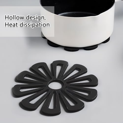Silicone Trivets for Hot Pans,Heat Resistant Non Slip,Kitchen Worktop Tool(Black 2Pcs) - Image 6