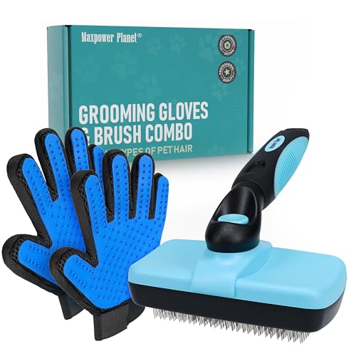 image for Maxpower Planet Pet Grooming Brush - Double Sided Shedding and Dematti