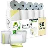 PM Company Perfection 2 Ply POS/Cash Register Rolls, 3 Inches X 90 Feet, White/Canary, 50 per Carton (07706)