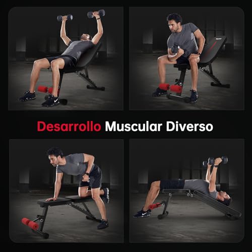 Miniatura 7 de Pasyou Banco Musculación Plegable 9 Posiciones Ajustables 90 Vertical Multifuncional Banco De Pesas Para Entrenamiento De Cuerpo Completo Banco Abdominales