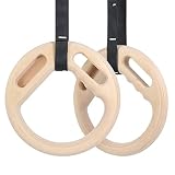 Gymnastics Rings Hangboard Rock Climbing, Wooden Olympic Rings 1000lbs Climbing Hangboard with Adjus