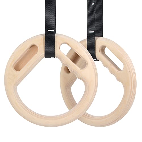 Gymnastics Rings Hangboard Rock Climbing, Wooden Olympic Rings 1000Lbs Climbing Hangboard With Adjustable 15Ft Long Straps, For Body Strength Fingerboard Climbing Training (28Mm Climbing Set) #TOP23