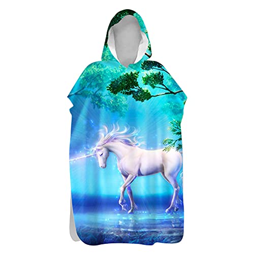 Morbuy Poncho Asciugamano Con Cappuccio Unicorno – Telo Mare Bambini E Adulti, Microfibra Asciugatura Rapida