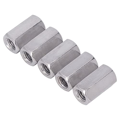 5Pcs Hex Connection Nut Stainless Fine Thread Straight Fitting Nut for Machine Screws