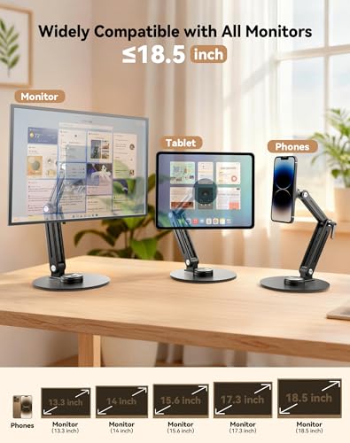 Image of Jakeko Magnetic Portable Monitor Stand 15.6 inch - up to 16 inch 18.5 inch 22 inch Tablet Holder for iPad VESA Mount 75mm for Desk Adjustable Foldable 360 Swivel