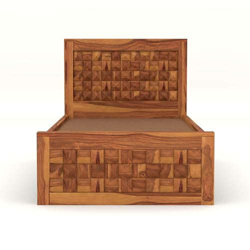 Image of Solid Sheesham Wooden Bed 6X4 Bed Single Bed Without Storage for Bedroom - Single Cot Wooden BedSingle Size for Living Room Guest Room - 12 Month Warranty (David Honey)