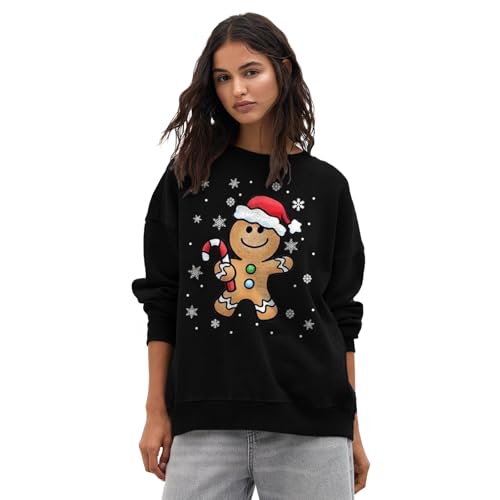 NetSetUK Womens Christmas Long Sleeve Fleece Knitted Jumper Pullover Xmas Sweatshirt Mery Xmas Reindeer Printed Sizes 8-40