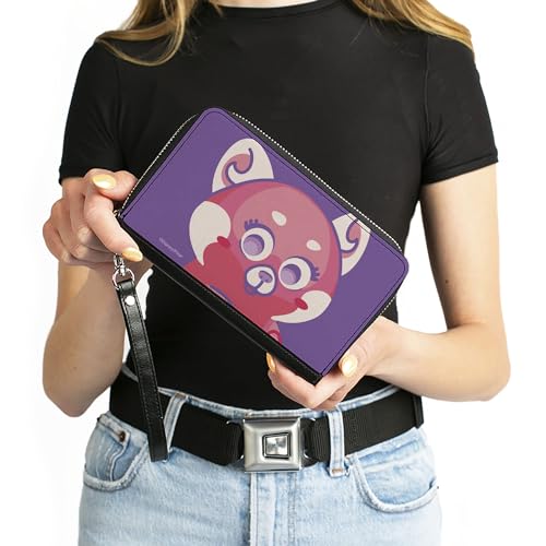 Buckle-Down Disney Wallet, Zip Around, Turning Red Red Panda Mei Face Close Up Purple Pinks, Vegan Leather4