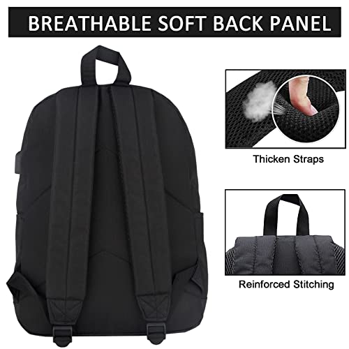 Image of SUPACOOL Lightweight School Backpack with Pencil Pouch, Backpack for School Boys and Girls(Black backpack set)
