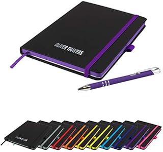 The Edge - Notebook and Pen/Personalized/Printed with Name Perfect for School or Office - by That's My Pencil (Jet Black)