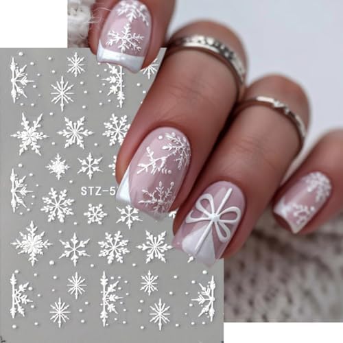 Christmas Snowflake Nail Art Stickers 5D Embossed Winter Snowflak...