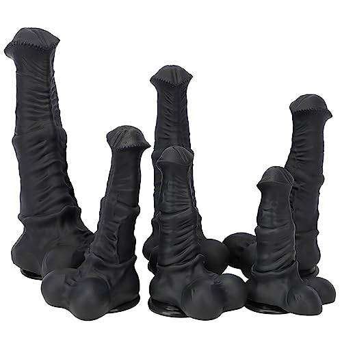 HCUDFN Dildo a forma di cavallo, dildo gigante, dildo animale, disponibile in 6 misure, dildo mostruoso, plug anale, masturbatori con ventosa potente for donne e coppie.(Schwarz,S)