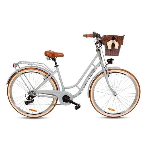 Goetze Retro damcykel stilig vintage Holland Citybike, 28 tums aluminiumhjul, 7 växlar Shimano Tourney-krets, djupstigare, korg med vaddering gratis!