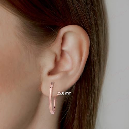 Olivia's Collection 14k Rose Gold Bright Polished Hoop Earrings (13-25x2.0mm), Piercing to Lobe, Upper-Lobe for a Woman, Man, or Teen3