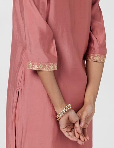 Image of Gerua By Libas Yoke Design Silk Blend Straight Kurta With Trouser and Dupatta