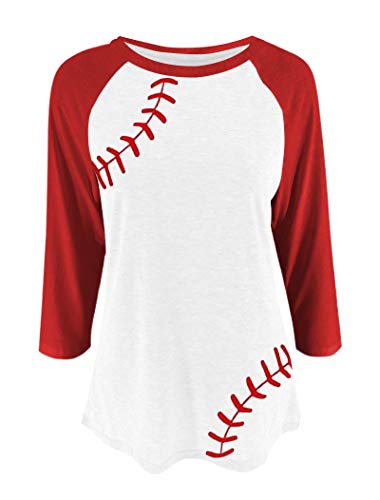 ETATNG Womens Raglan Shirts 3/4 Sleeve Baseball Tee Round Neck Patchwork Casual Blouse Tops2