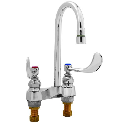 T&S Brass B-0892-01CR-L22 Centerset Faucet, Swivel Gooseneck, Ceramas, 2.2 GPM Laminar Flow Device, 4