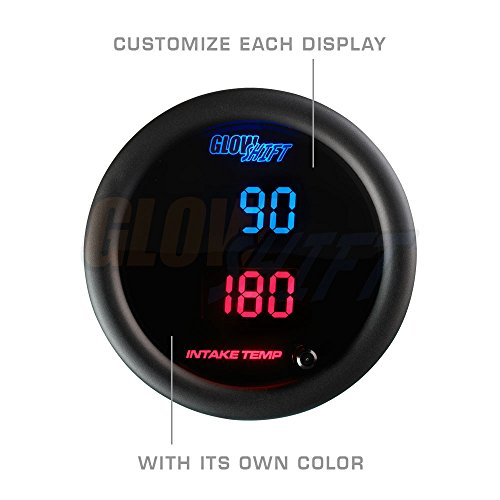 GlowShift 10 Color Digital 300 F Dual Intake Intercool Temperature Gauge Kit - Includes Electronic Sensors - 2 Multi-Color LED Displays - Tinted Lens - 2-1/16" (52mm) - Image 6