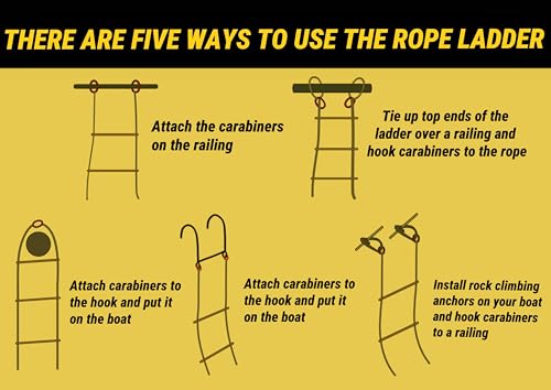 image for MVBouresu Boat Rope Ladder, Heavy Duty Climbing Rope 450Lbs Strength, 