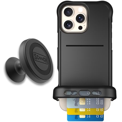 Scooch for iPhone 16 Pro Max Wallet Case Card Holder, Wingmate, Black