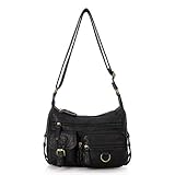 Angel Barcelo Bolsa tiracolo feminina de couro sintético macio e bolsas de mão, Preto, One Size