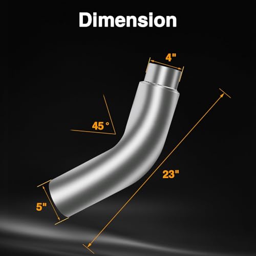 KPALAG Diesel Exhaust Elbow Tip 304 Stainless Steel Polished Exhaust Pipe Elbow 4”Inlet to 5” Outlet 23\" Overall Long Side Exit Exhaust Tip Compatible with Pickup Truck