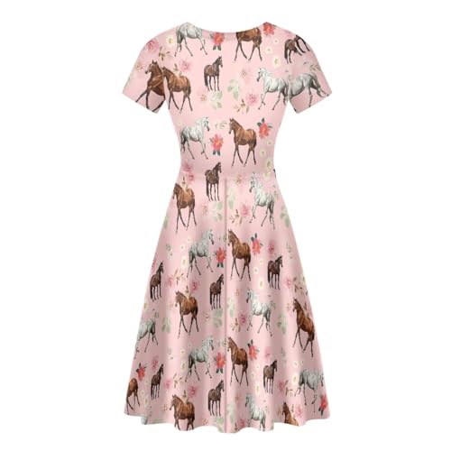 Image of AFPANQZ Womens Casual Summer Lightweight Vintage Dress Short Sleeve Midi Dress Knee-Long Luxury Formal Dress