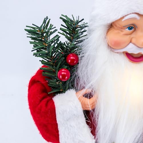 Magizi by Tuut, Enfeite de Natal, Papai Noel Barba Iluminada, 40cm, Vinho