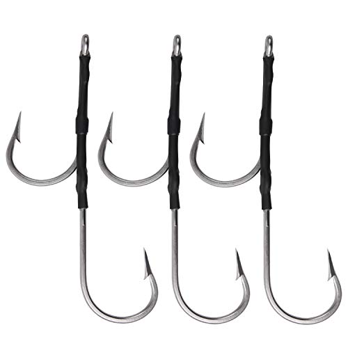 Double Hook Rig For Trolling And Chunking Offset Side Big Game Southern Tuna Stainless Steel Hook Forged Fishing Hooks For Catfish, Big Baits #TOP20