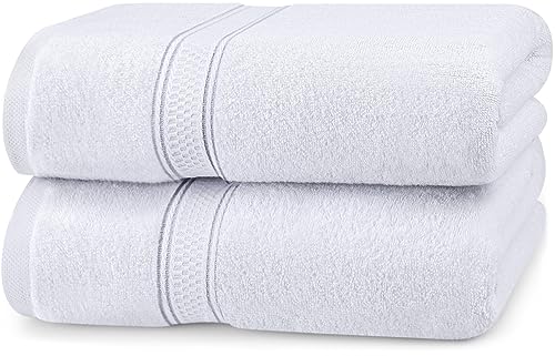 Utopia Towels - 2 Set Asciugamani da Bagno (69 x 137 cm) - Asciugamani in Cotone per Hotel e Spa, Massima Morbidezza e assorbenza (Bianco)