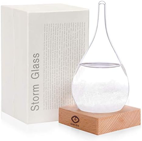 Storm Glass Weather Predictor -Weather Forecaster Weather Station Creative Crystal Glass Bottle Desktop Drops Craft Weather Station With Pure Wood Base - Decoration on Home and Office