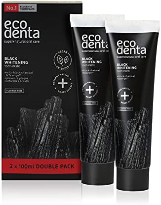 Ecodenta - Orange Charcoal Toothpaste Fluoride Free - Whitening Toothpaste Charcoal - Natural Toothpaste Flavor - Black Activated Charcoal Toothpaste - Stain Removing Toothpaste for Smokers - 100ml